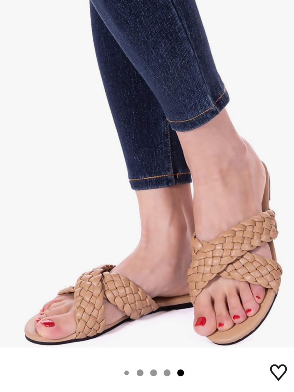 Braided Cross-Strap Women’s Slide Sandals in Tan